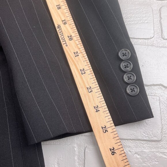 Chaps Suit Men 44R/39Wx30L Black White Pinstripe Wool Classi Career Three Button - Picture 11 of 16